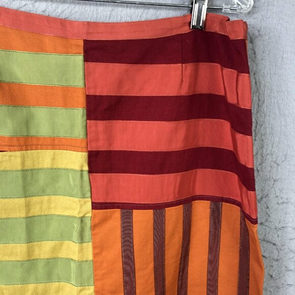 Reech by D.A.R. Skirt Womens Large Multicolor Striped Patchwork Midi Boho Cotton - Picture 12 of 15